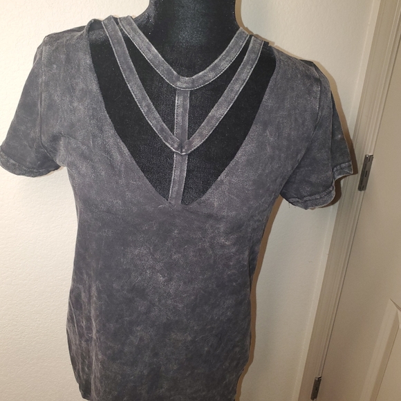 Sexy Black Short SleeveJersey Knit top - Picture 3 of 8